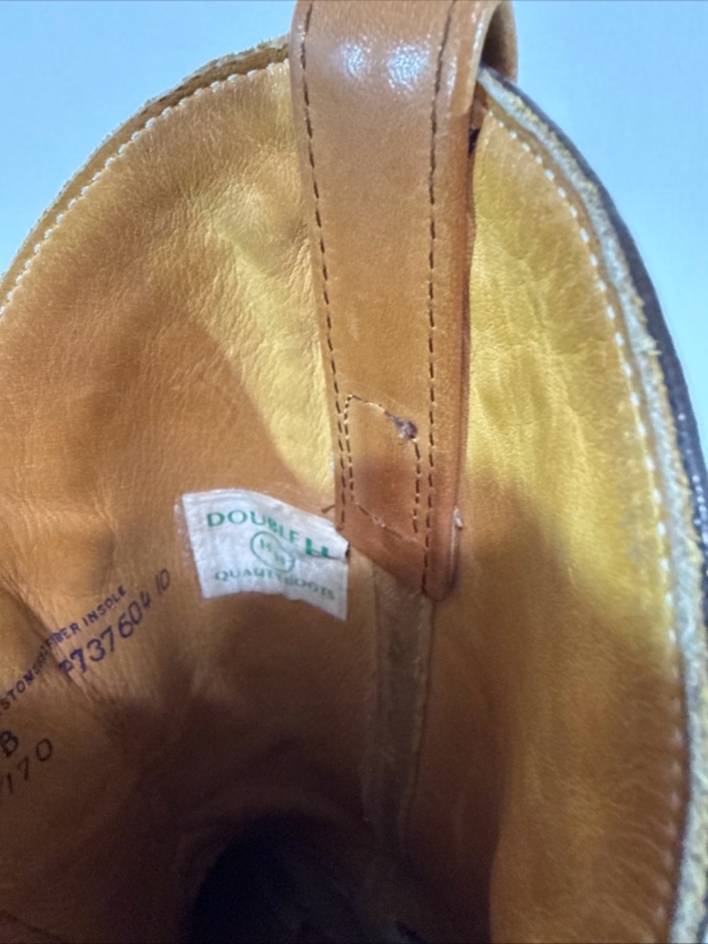 Double H Boots - Womens 6.5 - Leather Cowboy Western Tan Brown Horse Barn Farm - Picture 13 of 16